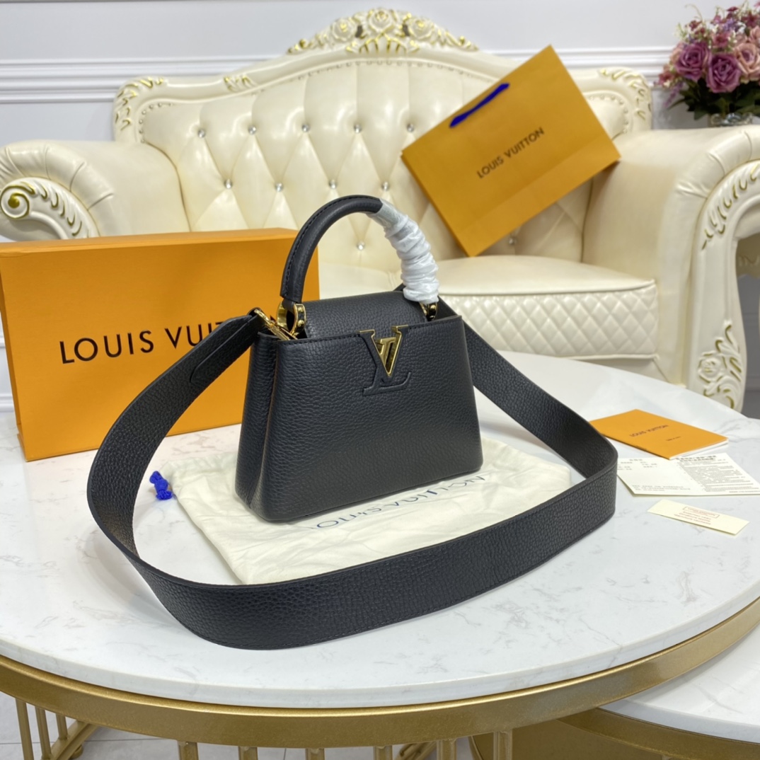 Louis Vuitton CAPUCINES MINI Taurillon Leather Bag M56071 Black